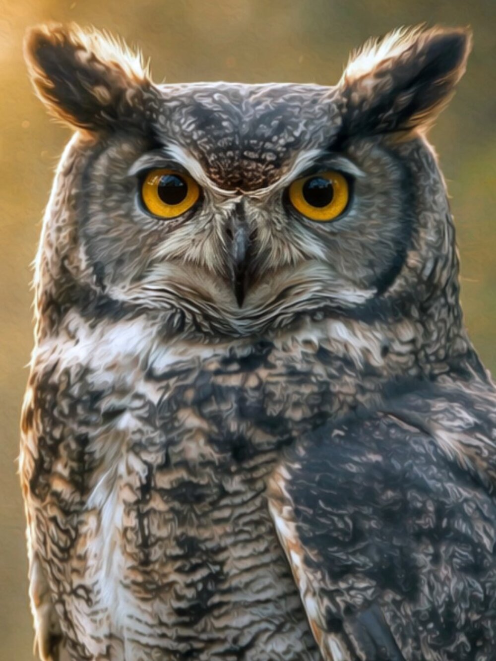 8x10 Golden Hour Great Horned Owl Fine Art Wildlife Print Nature Wall Decor
